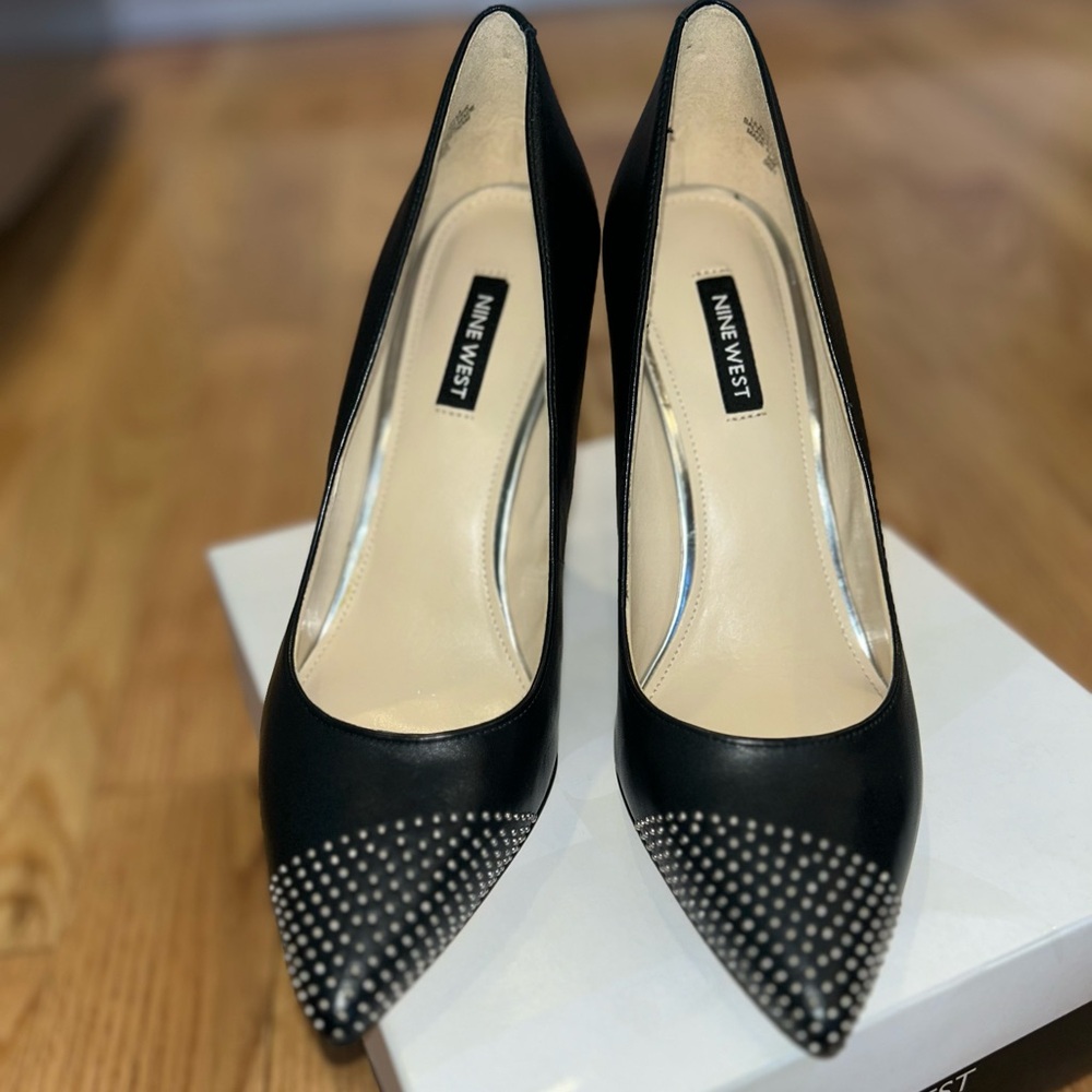 Black Studded Toe Nine West Heels